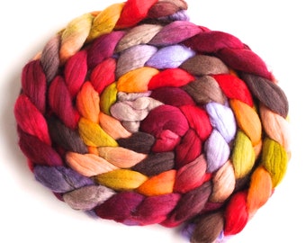 Superfine Merino Wool, Superfine Hand Spinning Roving - Hand Dyed, Shades of Spice