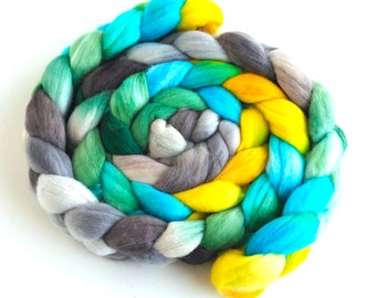 Rambouillet Wool Hand Spinner's Roving - Hand Painted Colorway, Daffy and Dandy