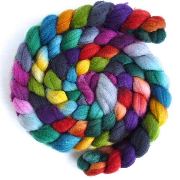 Superwash Merino/ Nylon Roving (Top) - Handpainted Spinning or Felting Fiber, Tropical Harmony