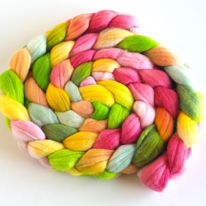 Rambouillet Wool Hand Spinner&#39;s Roving - Hand Painted Colorway, Morning Song