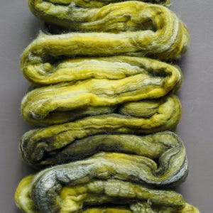 Merino/Superwash Merino/Silk Roving - Handpainted Spinning Fiber, 4 ounces, Green Promise