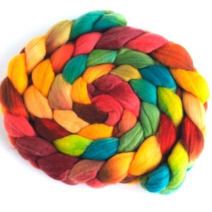 Rambouillet Wool Hand Spinner&#39;s Roving - Hand Painted Colorway, Sunflower Frolic