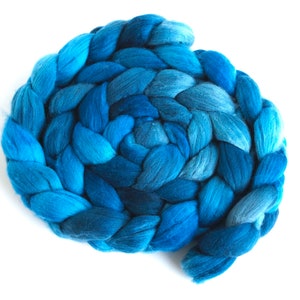 Rambouillet Wool Hand Spinner's Roving - Hand Painted Colorway, Iron Blue