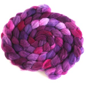 Superwash Merino/Nylon Roving - Handpainted Spinning Fiber, Flag Violet