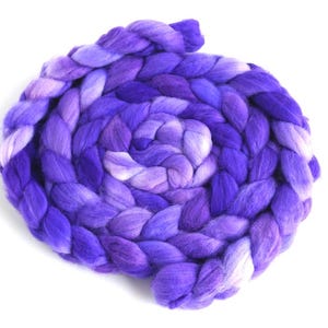 Superwash Merino/Nylon Roving - Handpainted Spinning Fiber, Tour de Fleece, Pulling Purple