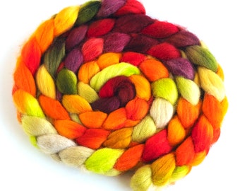 Falkland Wool Roving - Hand Dyed Spinning and Felting Fiber, 4 Ounces, Helianthus