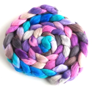 Organic Merino Wool, Hand Spinning Roving - Hand Dyed, Hand-Painted, Baby Bouquets