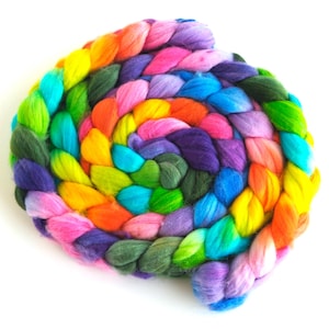 Superwash Merino/ Nylon Roving - Handpainted Spinning Fiber, Capture the Flag