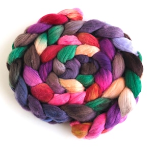 Rambouillet Wool Hand Spinner&#39;s Roving - Hand Painted Colorway, Peachy Keen