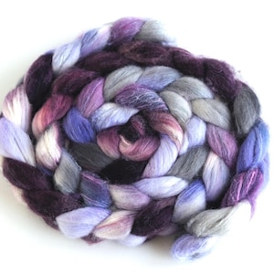 Polwarth/Silk Roving - Handpainted Spinning or Felting Fiber, Winter Fancy