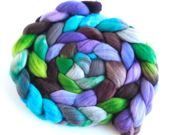 Rambouillet Wool Hand Spinner's Roving - Hand Painted Colorway, Fine Mist