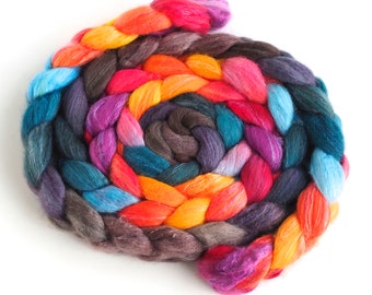 Organic Polwarth/Cultivated Silk Roving - Hand Spinning or Felting Fiber, Flutter n' Storm