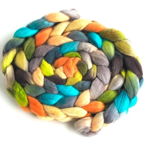 Organic Merino Wool, Hand Spinning Roving - Hand Dyed, Hand-Painted, Smooth Sailing