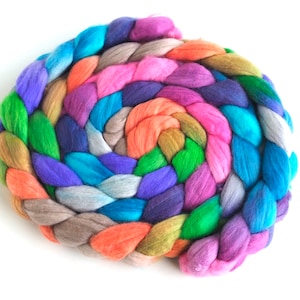 Organic Merino Wool, Hand Spinning Roving - Hand Dyed, Hand-Painted, Tall Tales