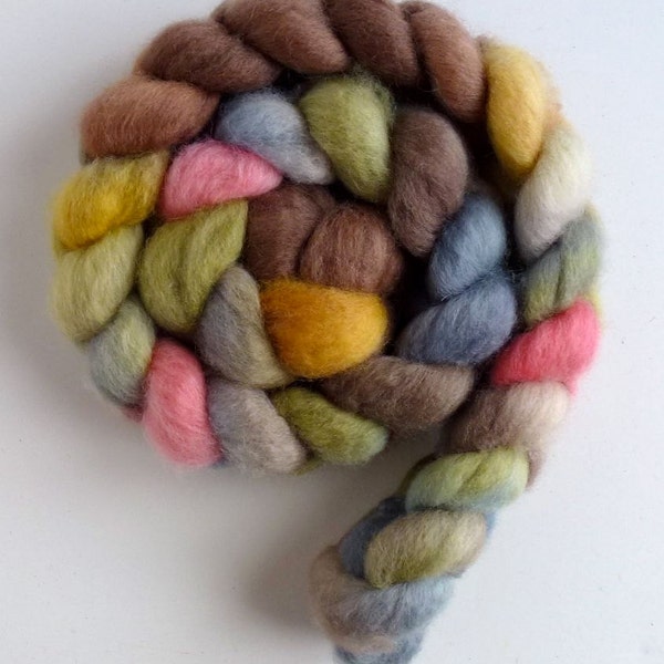 BFL Wool Roving - Hand Painted Spinning or Felting Fiber, 4 ounces, Girlfriends