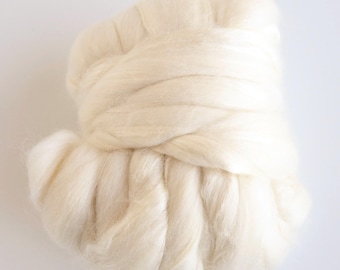 Fibra de merino/seda superfina ECRU para hilado, teñido y fieltrado, 4 onzas