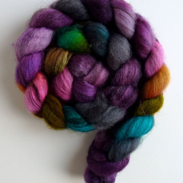 Mixed BFL Wool Roving, Hand Painted Spinning or Felting Fiber, 4 ounces, Marin's Pencils
