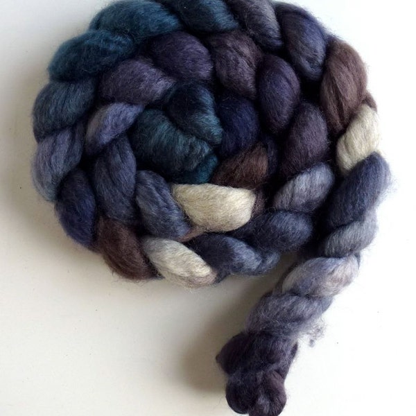 Mixed BFL/ Silk Roving - Hand Painted Spinning or Felting Fiber, Rags and Bone