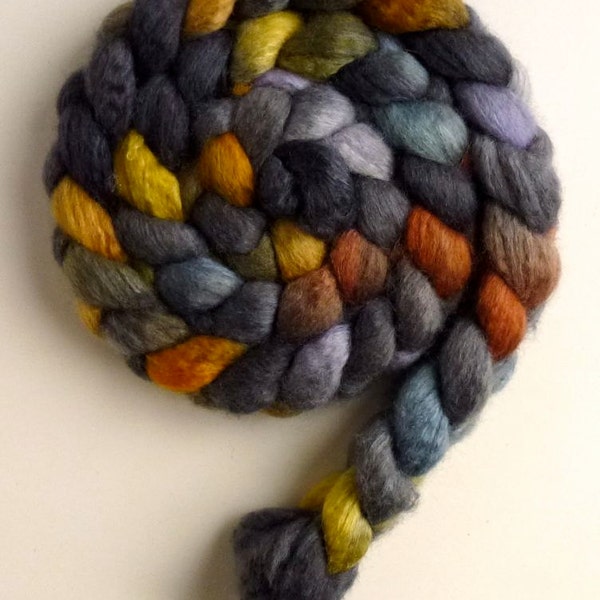 BFL/Silk Roving - Hand Dyed Felting and Spinning Fiber, Midnight Adoration