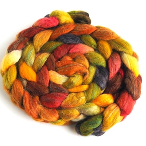 BFL/Silk Roving - Handpainted Spinning or Felting Fiber, Perfect Moment