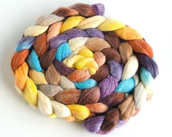 Rambouillet/Silk Roving - Handpainted Spinning or Felting Fiber, 4 Ounces, Desire to Linger