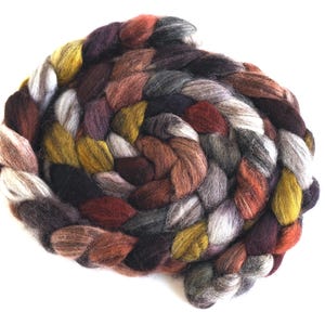 Mixed BFL Wool Roving, Hand Painted Spinning or Felting Fiber, Corduroys with Boots