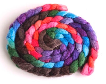 BFL/Silk Roving - Handpainted Spinning or Felting Fiber, Reaching for Sun