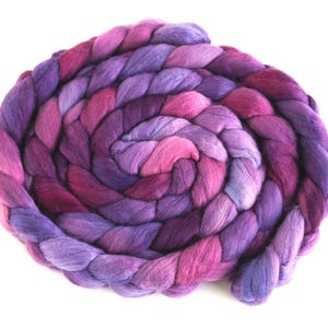 Superfine Merino Wool, Hand Spinning Roving - Hand Dyed, Hand-Painted, Heart's Violet