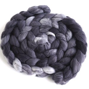 Superwash Merino/Nylon Roving - Handpainted Spinning Fiber, Grey Tones