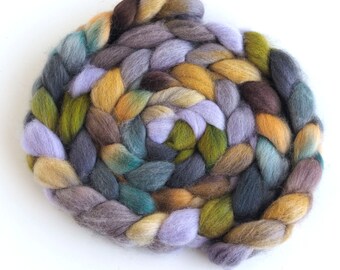 Falkland Wool Roving - Hand Dyed Spinning and Felting Fiber, 4 Ounces, Sunbeam through Shadows