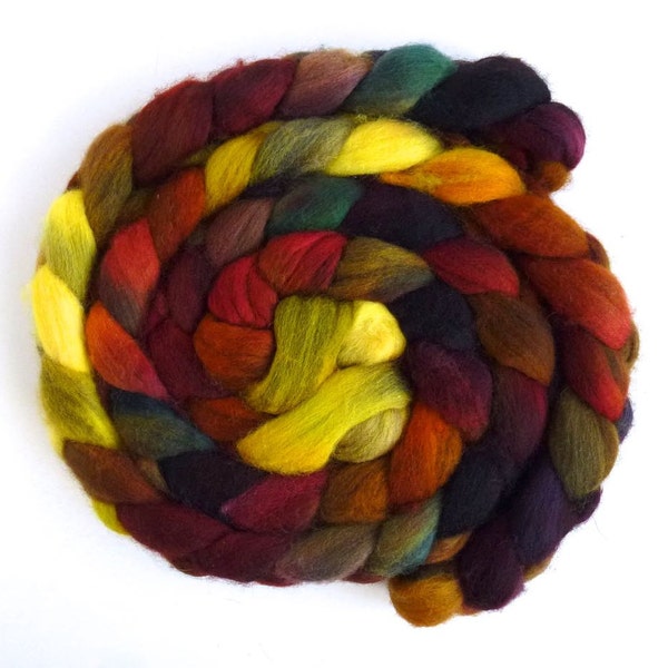 Second Quality Braids: Falkland Wool Roving - Hand Dyed Spinning or Felting Fiber Fiber, Set 6, 4 ounces