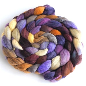 Amerikanisches Merino/ Kultseide Kammzug (Top) - handbemalte Spinn- oder Filzfaser, Bergschatten