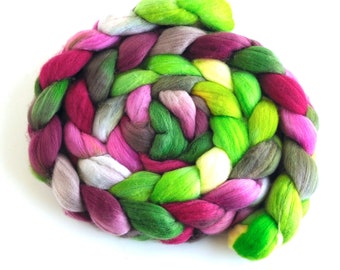 Rambouillet Wool Hand Spinner's Roving - Hand Painted Colorway, Cicada Reunion