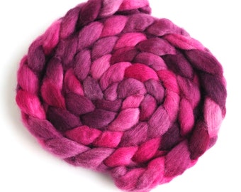 BFL Wool Hand-Spinners Roving, Spinning or Felting Fiber, 4 ounces, Dazzling Fuchsia