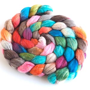 Rambouillet/Silk Roving - Handpainted Spinning or Felting Fiber, 4 Ounces, Twilight Muse