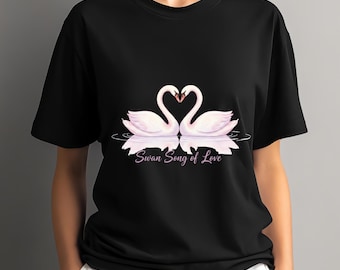 Watercolor Swan Heart T-Shirt | Elegant Romantic Graphic Tee