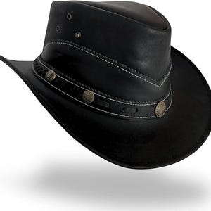 Handcrafted Leather Cowboy Hat: Classic Western Style with Adjustable String image 7