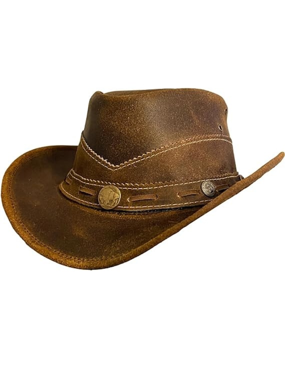 Handcrafted Leather Cowboy Hat: Classic Western Style with Adjustable String