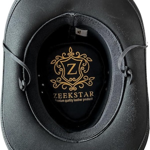 Handcrafted Leather Cowboy Hat: Classic Western Style with Adjustable String image 10