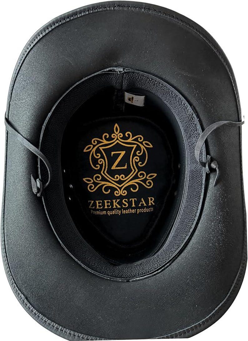 Handcrafted Leather Cowboy Hat: Classic Western Style with Adjustable String image 10