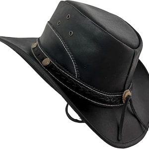 Handcrafted Leather Cowboy Hat: Classic Western Style with Adjustable String image 8