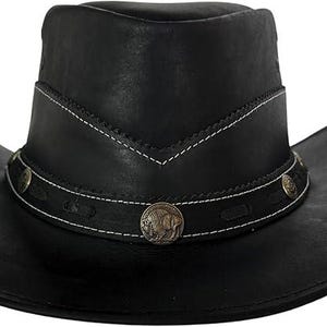 Handcrafted Leather Cowboy Hat: Classic Western Style with Adjustable String image 9