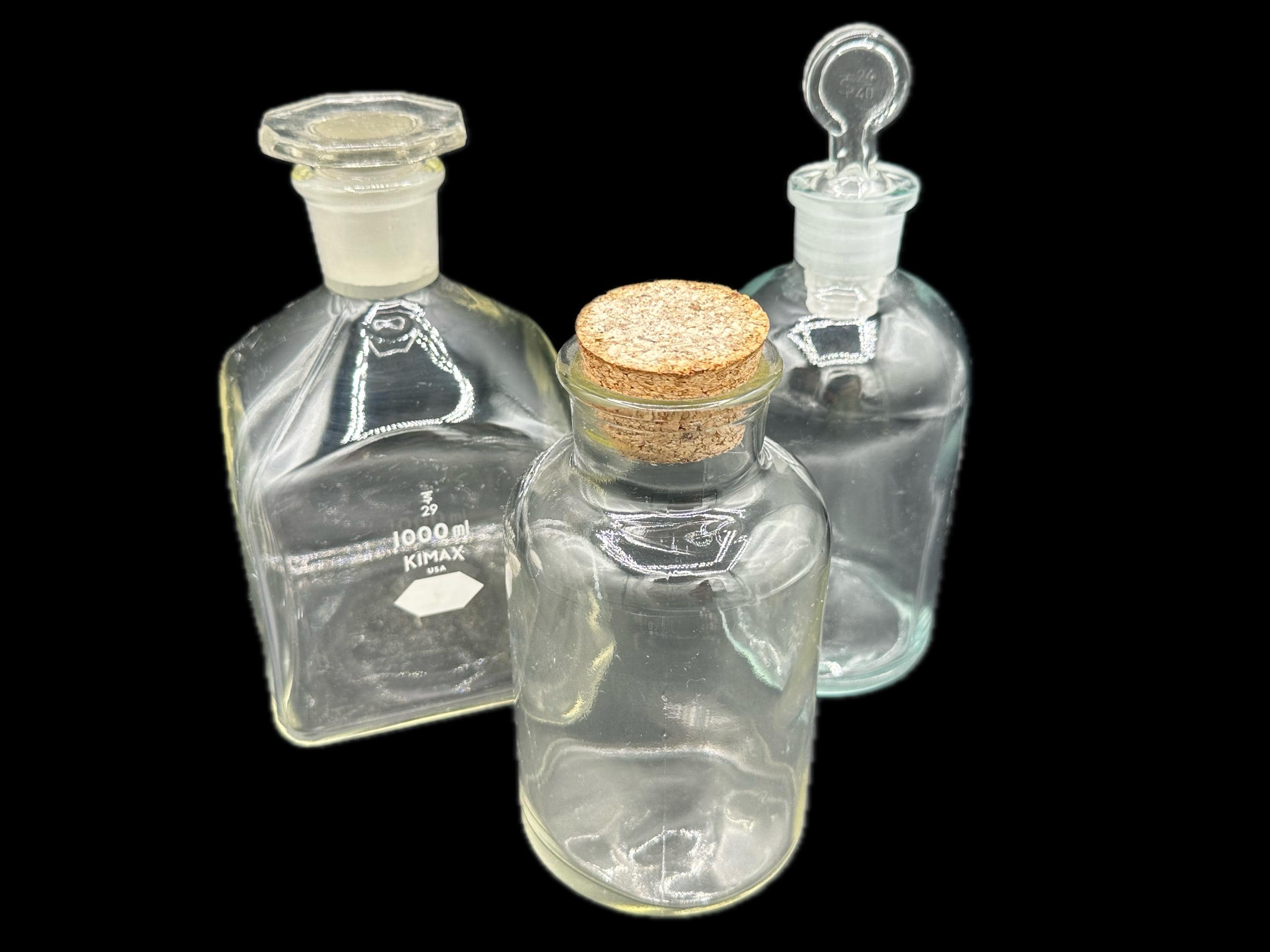 ヴィンテージ ラボ用ガラス化学薬品保管薬瓶 1000mL 500mL (3個セット