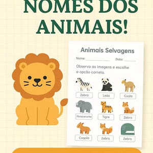 Portuguese Animal, Fichas de Animais em Português, Fiches Éducatives Animaux, Cours de Portugais pour enfants Programmes européens