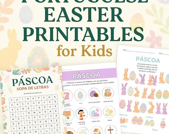 Easter Portuguese Atividades de Páscoa Português Crianças Portuguese Easter Sheets, Portuguese lessons for children European programs