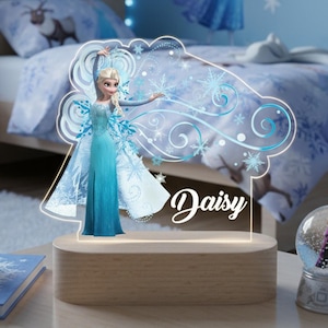 Personalized Elsa Frozen Night Light,Birthday Gift,Girls Night Light,Christmas Gift,Kid Room Decor,Gift for Daughter,Cartoon Night Light