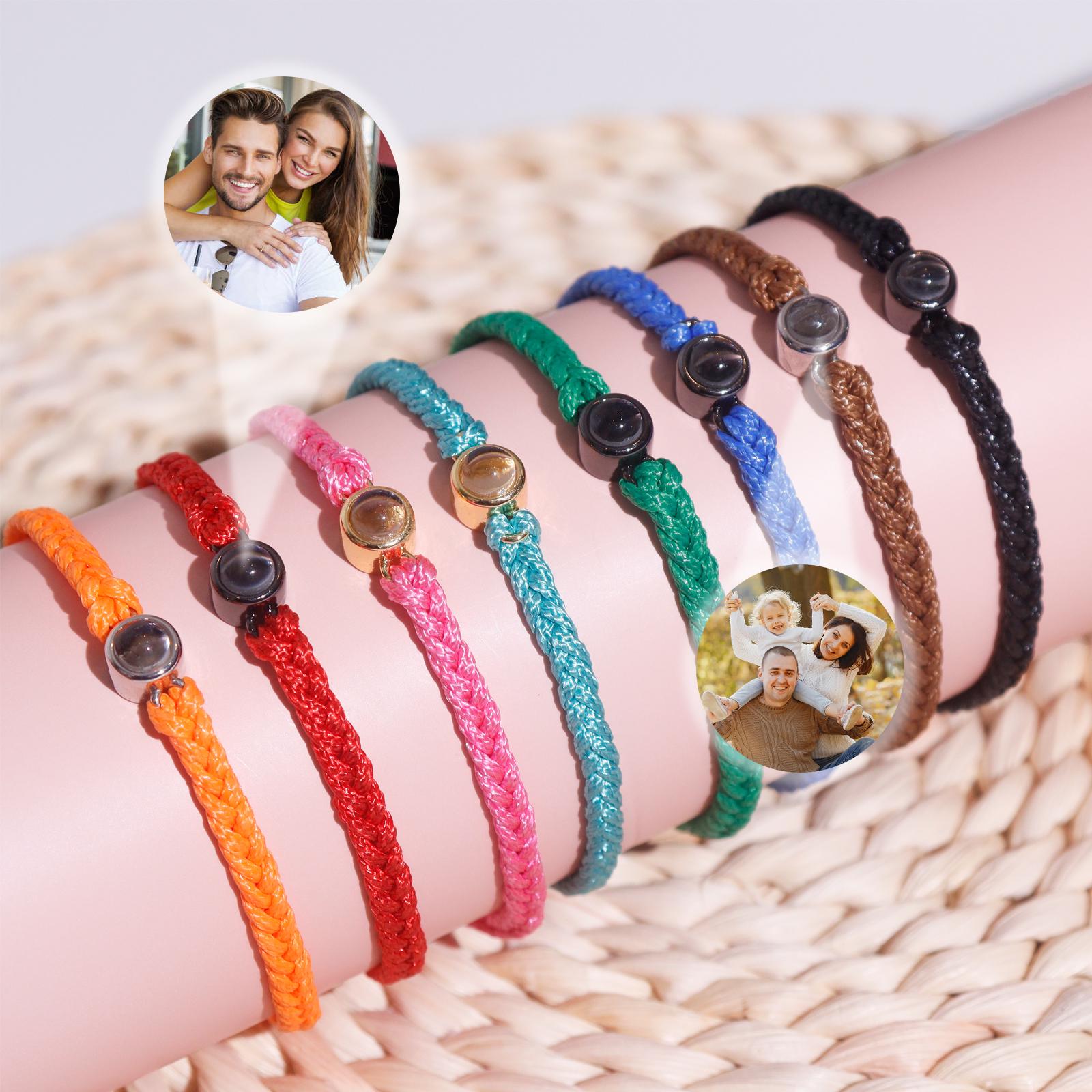 Photo Projection Bracelet,Braided Rope Picture Bracelet,Memorial Bracelet,Picture Bracelet,Valentines Gift,Couple Bracelet,Gift for Her/Him