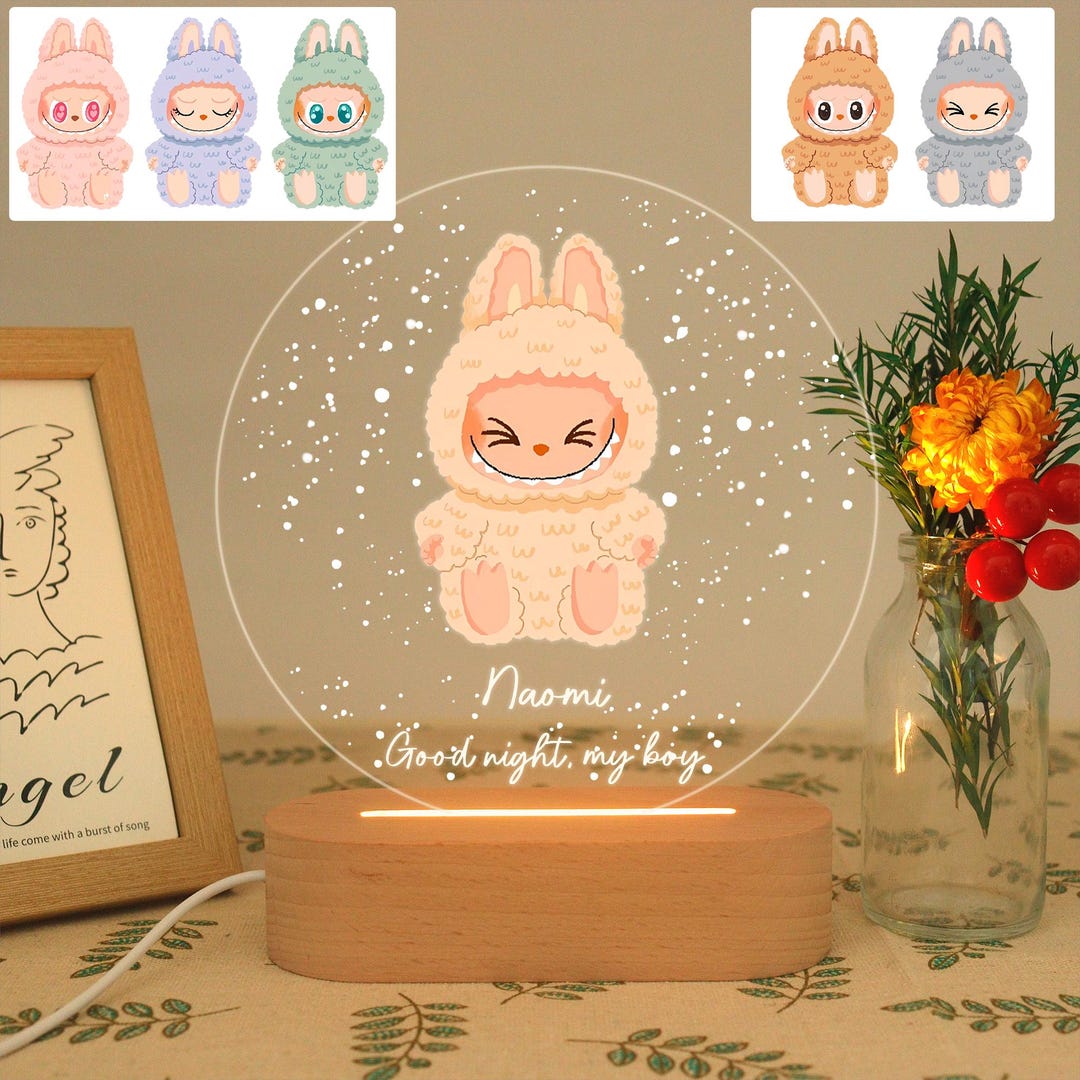 Luce Notturna Bambini Weitry A Forma Di Coniglietto - LED Dimmerabile, Ricaricabile USB, 4 Design Carini