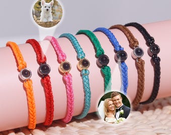 Photo Projection Bracelet,Braided Rope Picture Bracelet,Memorial Bracelet,Picture Bracelet,Valentines Gift,Couple Bracelet,Gift for Her/Him