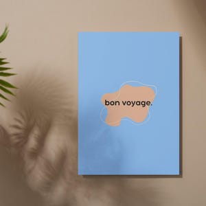 Biglietto d'auguri di viaggio astratto geometrico Bon Voyage, biglietto di viaggio blu, biglietto stampabile per gli amanti dei viaggi, download digitale istantaneo